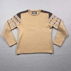 VTG Lido Of California Sweater Men M Beige Brown Knit Westerncore Aztec -‎ Hole